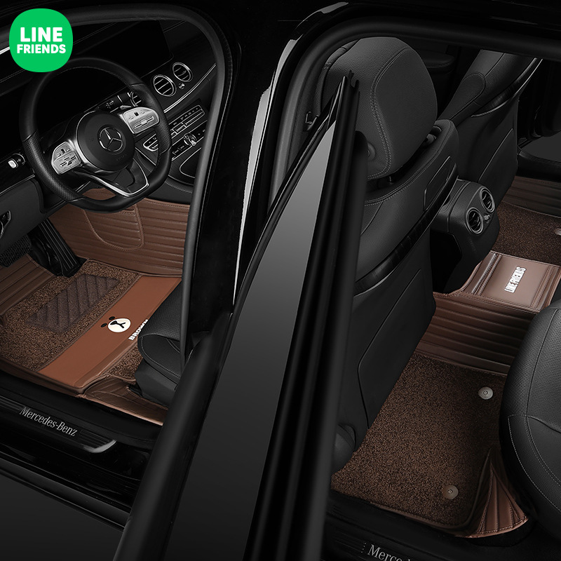 Line Friends Fully Surrounded Car Foot Mat Special Car Dedicated One Piece Dropshipping Leather Floor Mat Fully Surrounded