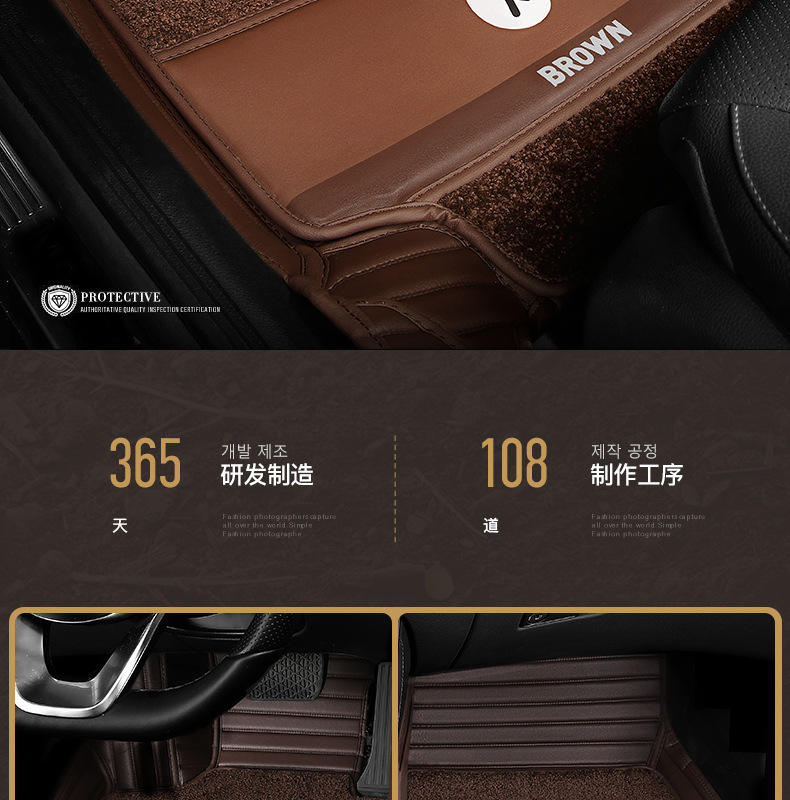 Line Friends Fully Surrounded Car Foot Mat Special Car Dedicated One Piece Dropshipping Leather Floor Mat Fully Surrounded