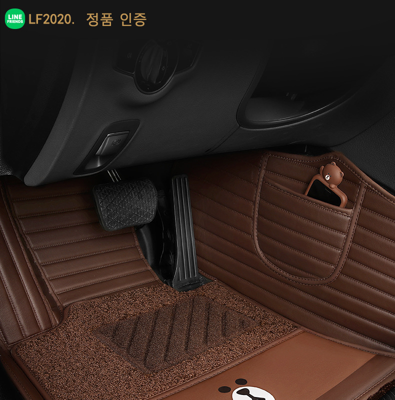 Line Friends Fully Surrounded Car Foot Mat Special Car Dedicated One Piece Dropshipping Leather Floor Mat Fully Surrounded