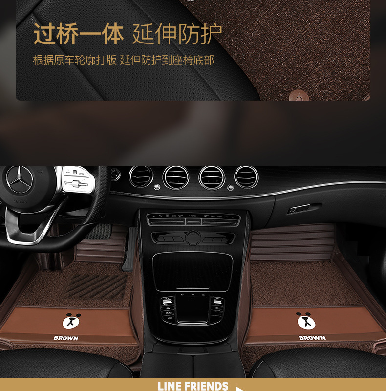 Line Friends Fully Surrounded Car Foot Mat Special Car Dedicated One Piece Dropshipping Leather Floor Mat Fully Surrounded