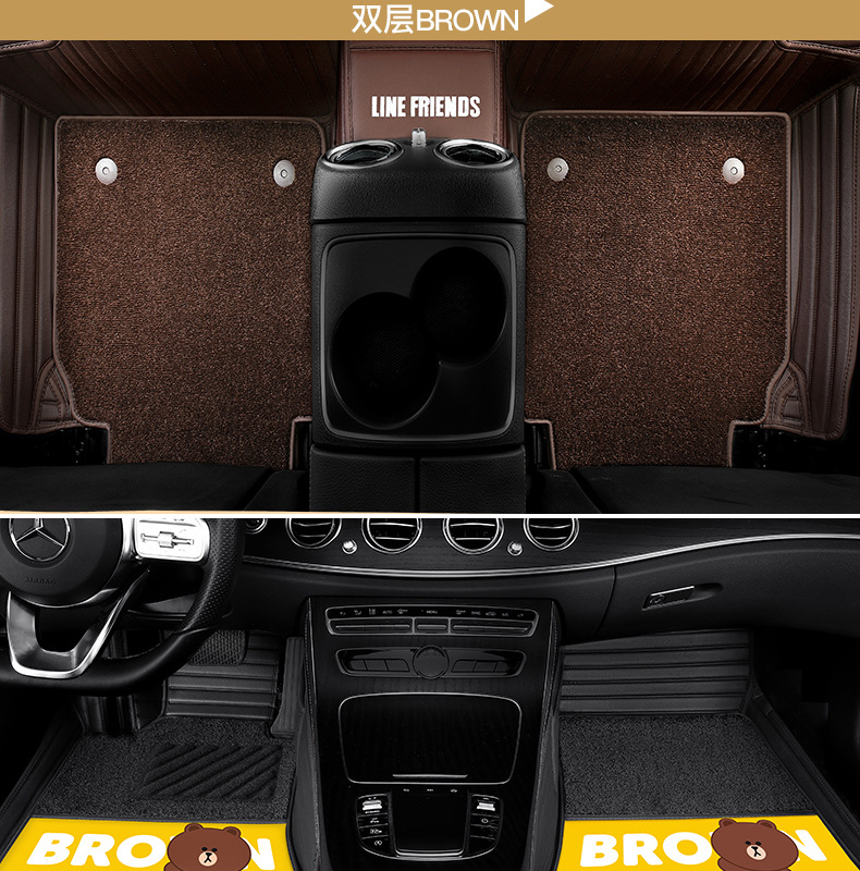 Line Friends Fully Surrounded Car Foot Mat Special Car Dedicated One Piece Dropshipping Leather Floor Mat Fully Surrounded