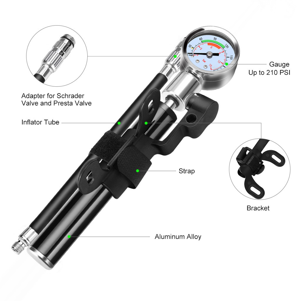 Portable High Pressure Tire Pump Bike Pump Mountain Bike American French Valve Pump Mini Inflator Tire Repair