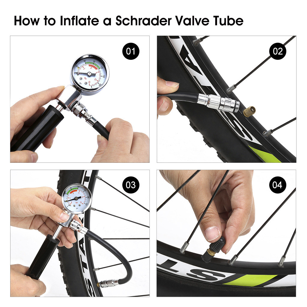 Portable High Pressure Tire Pump Bike Pump Mountain Bike American French Valve Pump Mini Inflator Tire Repair