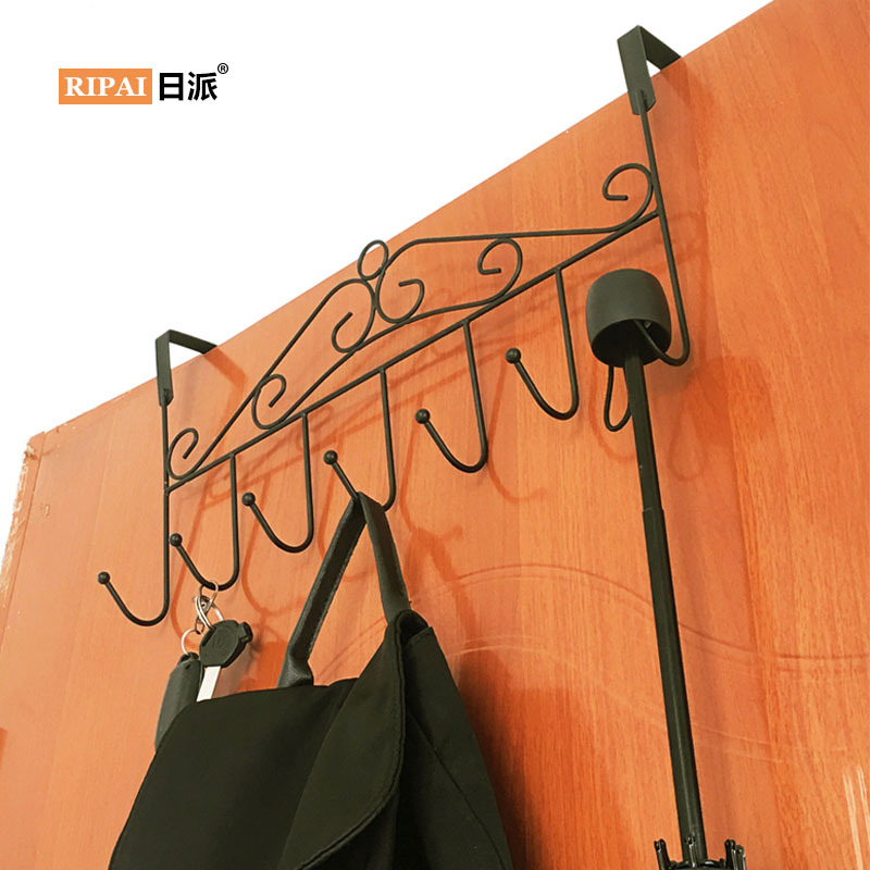 Ri Pai Home Iron Door Hook Storage Rack Wall Hanger Punch Free Door Hanging Rack Clothes Coat and Cap Hook Rack
