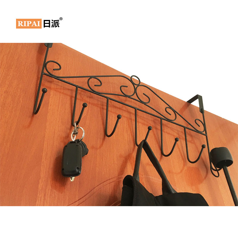 Ri Pai Home Iron Door Hook Storage Rack Wall Hanger Punch Free Door Hanging Rack Clothes Coat and Cap Hook Rack