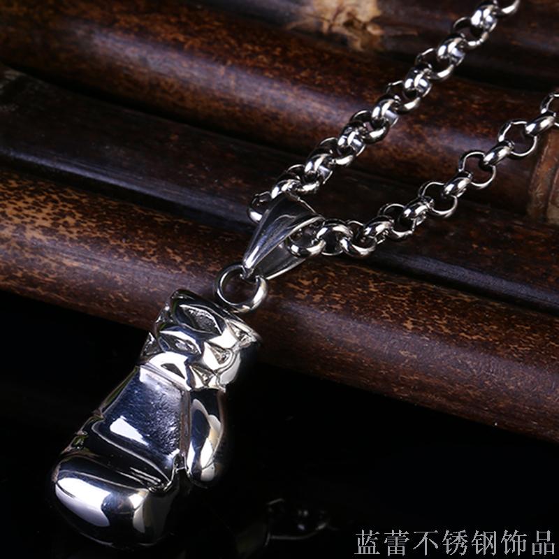 Europe and the United States decorated titanium steel men&#039;s fitness boxing gloves pendant stainless steel  necklace