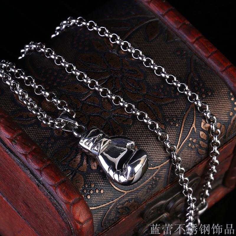 Europe and the United States decorated titanium steel men's fitness boxing gloves pendant stainless steel necklace Europe and the United States decorated titanium steel men's fitness boxing gloves pendant stainless steel necklace