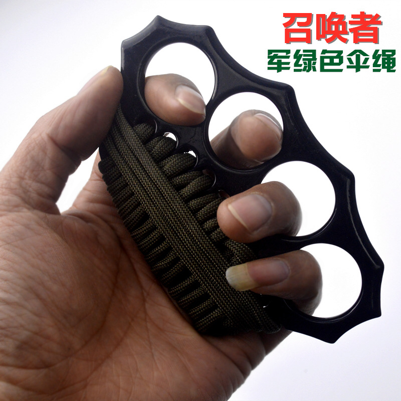 Summoner Tiger Finger Boxing Gloves Four Brass Knuckle Self-Defense Weapon Hand Chapelet Finger Ring Defense Fighting Supplies Hand Buckle Finger Holder
