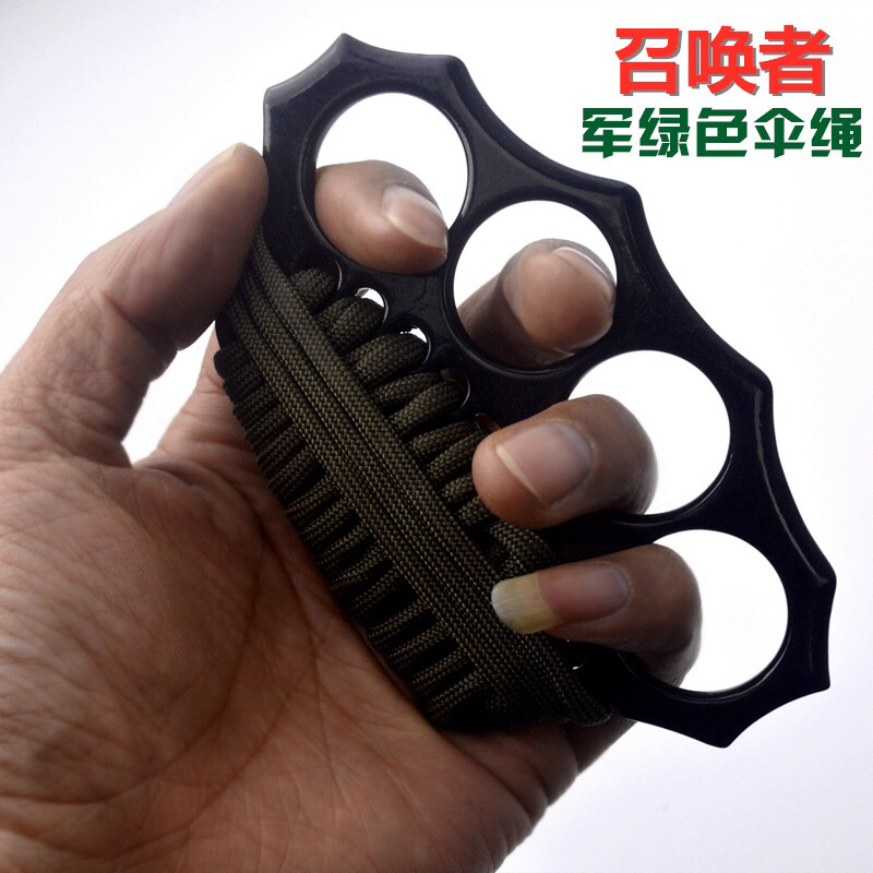 Summoner Tiger Finger Boxing Gloves Four Brass Knuckle Self-Defense Weapon Hand Chapelet Finger Ring Defense Fighting Supplies Hand Buckle Finger Holder