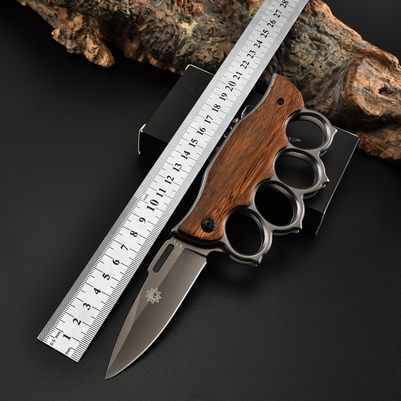Factory Direct Folding Knife Stainless Steel Outdoor Knife Outdoor Portable Knife Multi-Functional Self-Defense Boxing Gloves Folding Knife