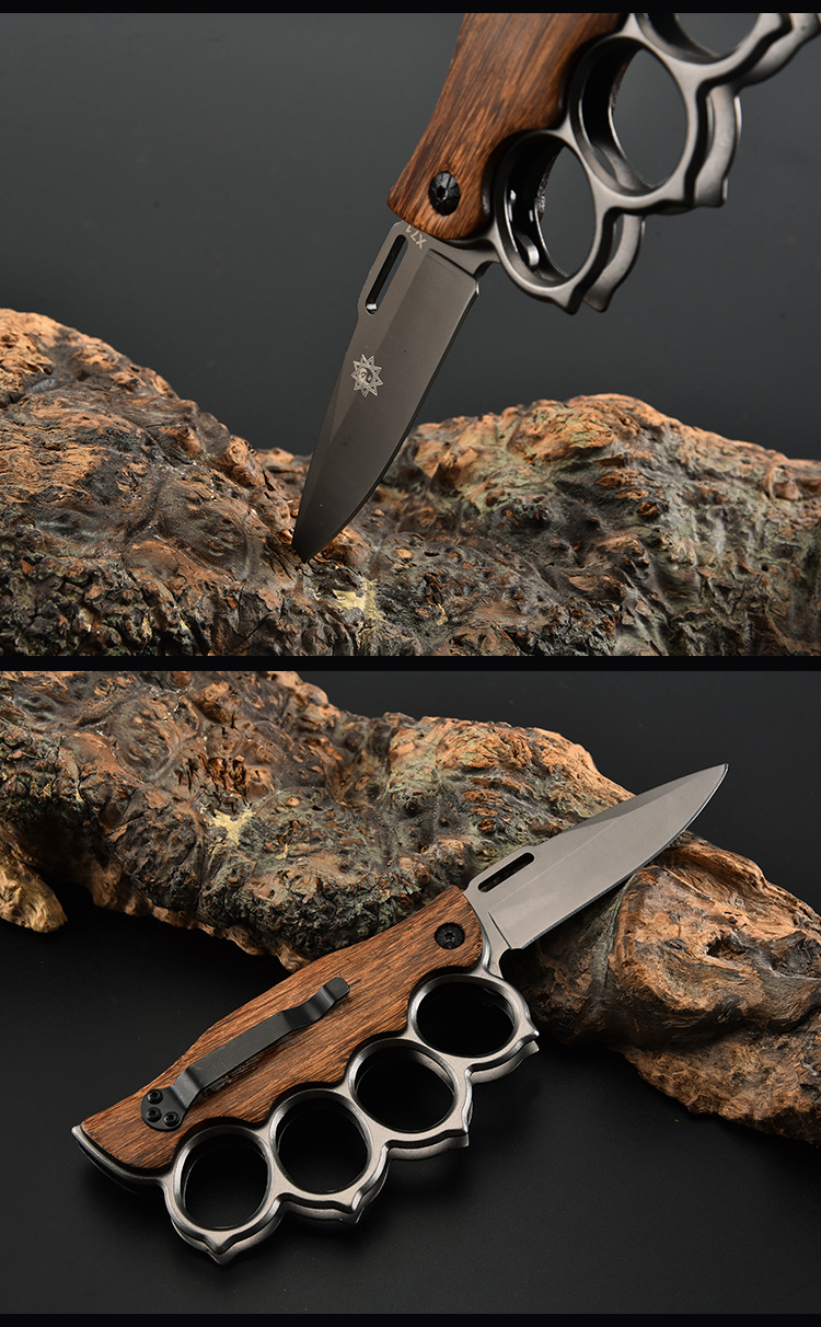 Factory Direct Folding Knife Stainless Steel Outdoor Knife Outdoor Portable Knife Multi-Functional Self-Defense Boxing Gloves Folding Knife