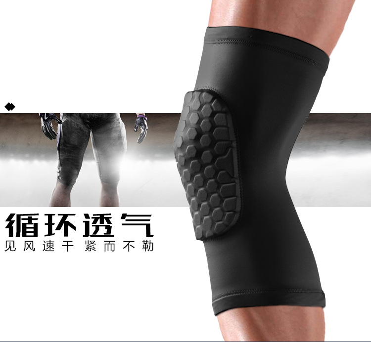 Basketball Kneecap Honeycomb Anti-Collision Anti-Slip Kneecap Lengthened Sports Running Device Protection for Men and Women Honeycomb Knee Brace Wholesale