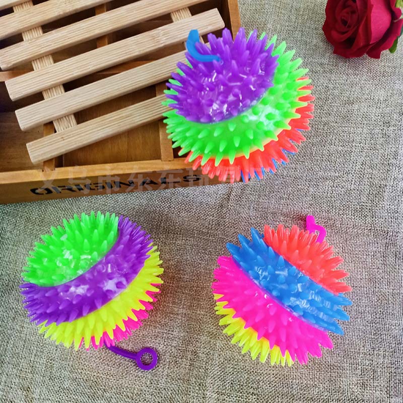 Large Flash Acanthosphere Luminous Massage Ball Squeeze and Sound with Light with Rope Whistle Elastic Ball Luminous Toy Manufacturer
