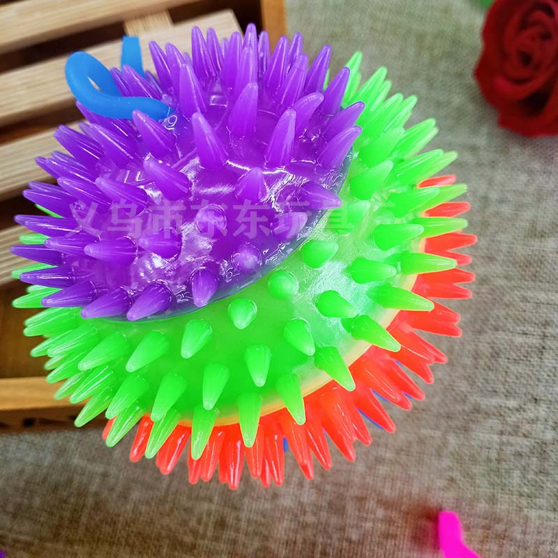 Large Flash Acanthosphere Luminous Massage Ball Squeeze and Sound with Light with Rope Whistle Elastic Ball Luminous Toy Manufacturer