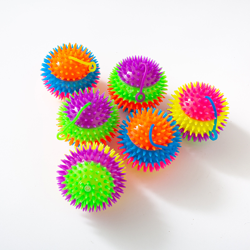 Large Flash Acanthosphere Luminous Massage Ball Squeeze and Sound with Light with Rope Whistle Elastic Ball Luminous Toy Manufacturer