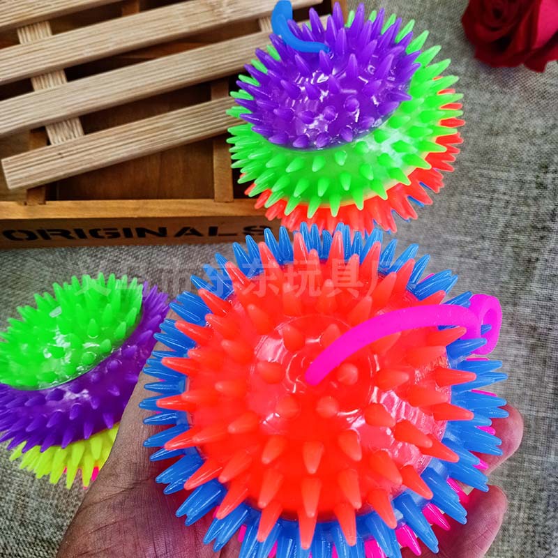 Large Flash Acanthosphere Luminous Massage Ball Squeeze and Sound with Light with Rope Whistle Elastic Ball Luminous Toy Manufacturer