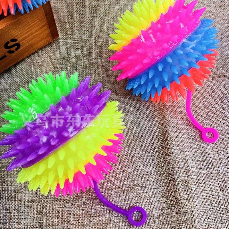 Large Flash Acanthosphere Luminous Massage Ball Squeeze and Sound with Light with Rope Whistle Elastic Ball Luminous Toy Manufacturer