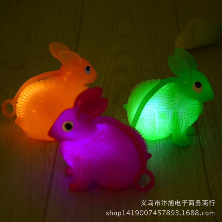 Stall Supply Direct Supply Light-Emitting Toys New Exotic Light-Emitting Calling Rabbit with Whistle Squeeze and Sound Elastic Massage Ball