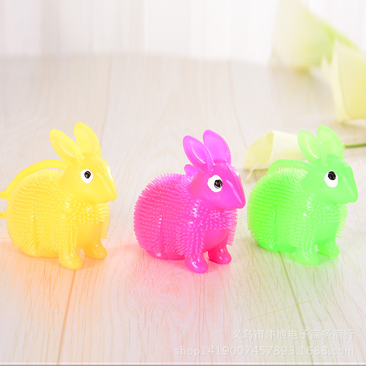 Stall Supply Direct Supply Light-Emitting Toys New Exotic Light-Emitting Calling Rabbit with Whistle Squeeze and Sound Elastic Massage Ball