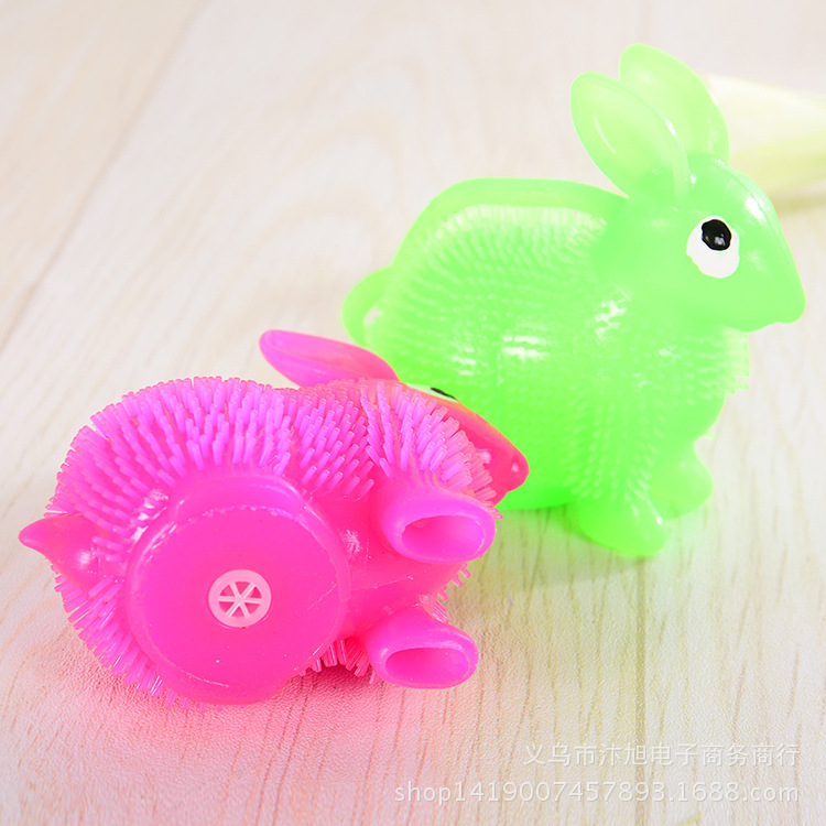 Stall Supply Direct Supply Light-Emitting Toys New Exotic Light-Emitting Calling Rabbit with Whistle Squeeze and Sound Elastic Massage Ball