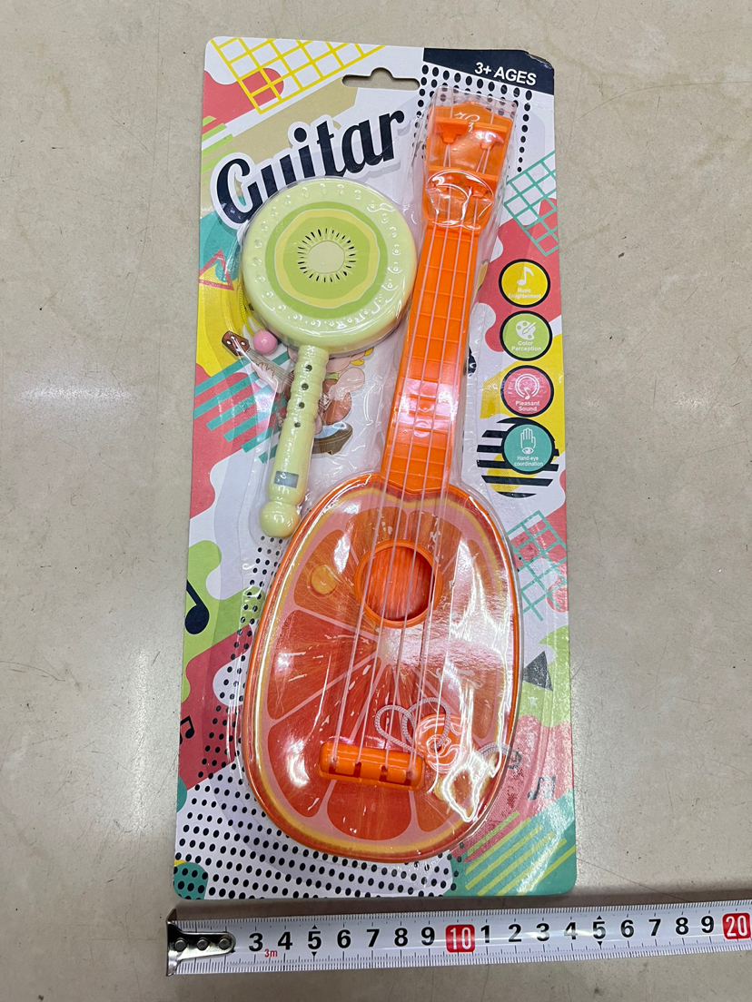 New Children's round Fruit Ukulele + Whistle Swinging Drum Toy Suction Board Packaging New Children's round Fruit Ukulele + Whistle Swinging Drum Toy Suction Board Packaging