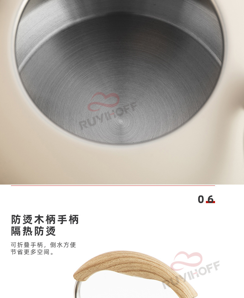 Amazon Cross-Border Whistle Kettle Beige 5L Flat Sound Pot Wholesale European Stainless Steel Whistle Pot
