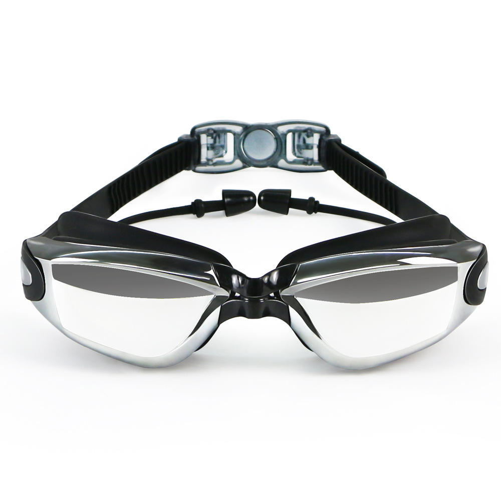 Frame Swimming Goggles HD Anti-Fog Waterproof Large Vision Myopia Swimming Goggles Men and Women Electroplating 