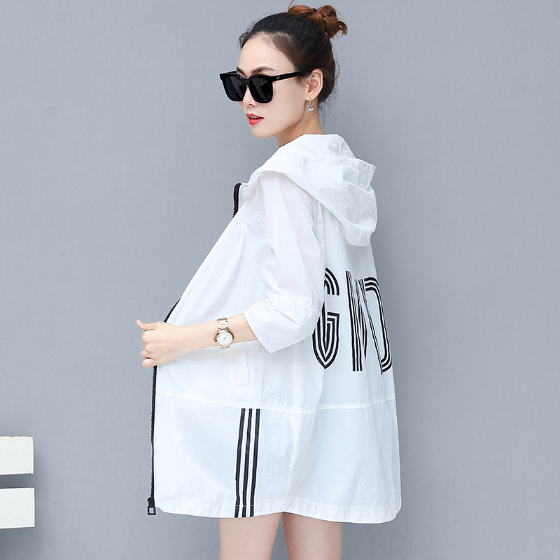 New Summer Sun Protective Clothes Women&#039;s Mid-Length Thin Cardigan Jacket Long-Sleeved Outdoor Sun-Protective Clothing Printing Loose Sun-Protection Shirt
