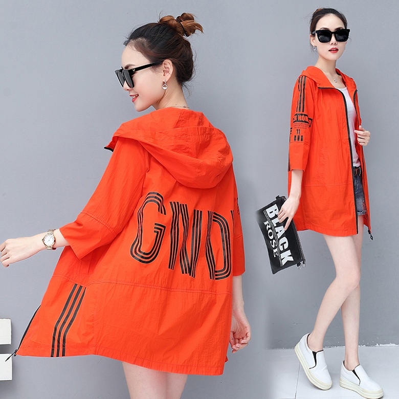 New Summer Sun Protective Clothes Women&#039;s Mid-Length Thin Cardigan Jacket Long-Sleeved Outdoor Sun-Protective Clothing Printing Loose Sun-Protection Shirt
