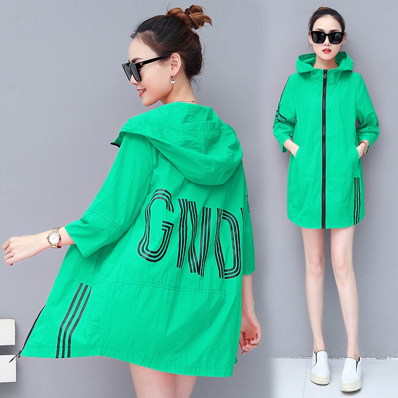 New Summer Sun Protective Clothes Women&#039;s Mid-Length Thin Cardigan Jacket Long-Sleeved Outdoor Sun-Protective Clothing Printing Loose Sun-Protection Shirt