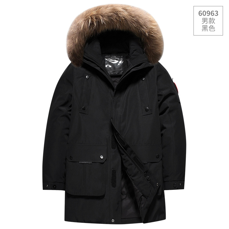 2021 New White Duck down Jacket Men&#039;s Thickened Hooded Fur Collar Warm Large Size Casual Jacket Outdoor Cold Protective Clothing