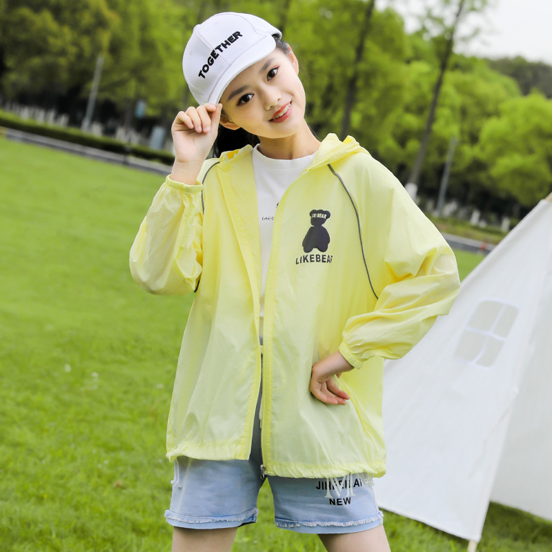 Children&#039;s Sun Protection Clothing Summer New Children&#039;s Cartoon Printing Outdoor Sun Protection Wind Shield Thin Jacket for Students