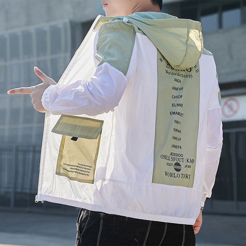 Summer Men&#039;s Outdoor Sun-Protective Clothing 2021 New Trendy Youth Handsome Casual Overalls Hooded Jacket Trendy