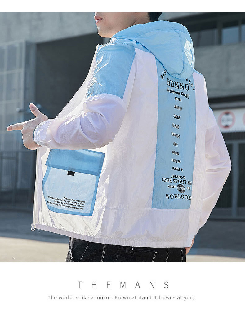 Summer Men's Outdoor Sun-Protective Clothing 2021 New Trendy Youth Handsome Casual Overalls Hooded Jacket Trendy