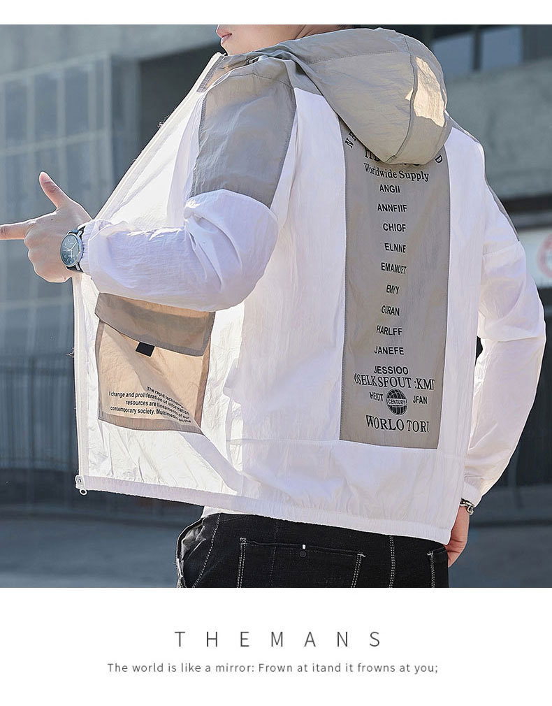 Summer Men's Outdoor Sun-Protective Clothing 2021 New Trendy Youth Handsome Casual Overalls Hooded Jacket Trendy