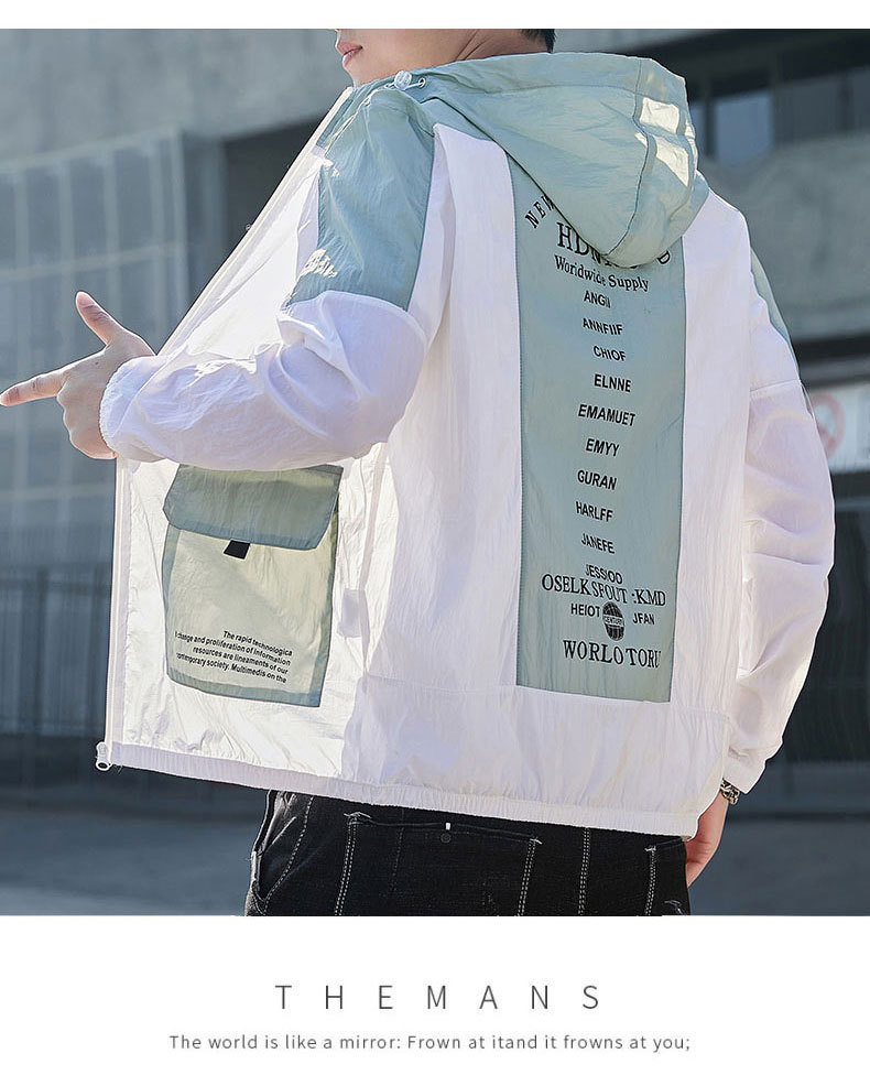 Summer Men's Outdoor Sun-Protective Clothing 2021 New Trendy Youth Handsome Casual Overalls Hooded Jacket Trendy