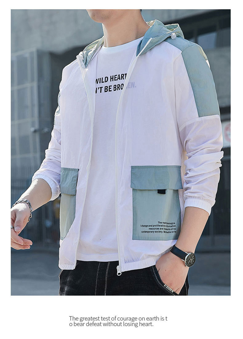 Summer Men's Outdoor Sun-Protective Clothing 2021 New Trendy Youth Handsome Casual Overalls Hooded Jacket Trendy
