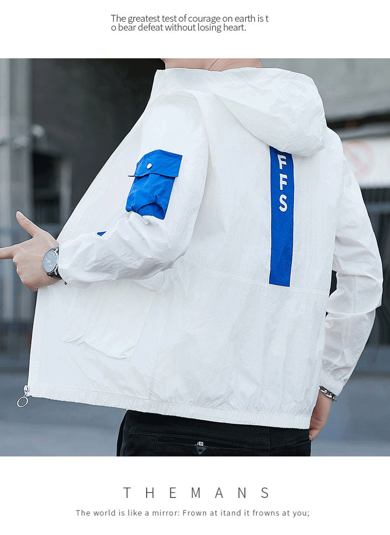Summer Men's Outdoor Sun-Protective Clothing 2021 New Trendy Youth Handsome Casual Overalls Hooded Jacket Trendy