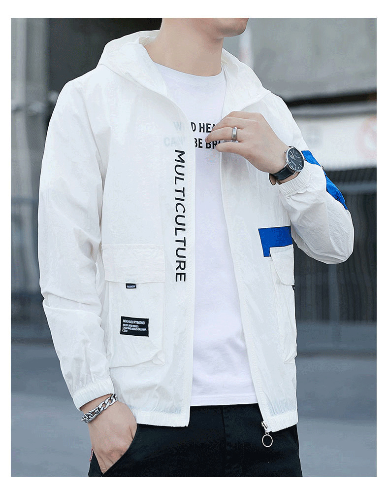 Summer Men's Outdoor Sun-Protective Clothing 2021 New Trendy Youth Handsome Casual Overalls Hooded Jacket Trendy