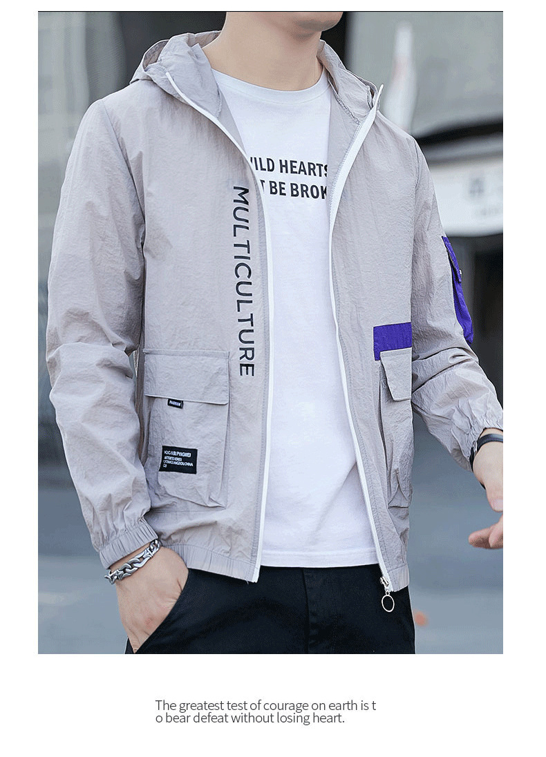 Summer Men's Outdoor Sun-Protective Clothing 2021 New Trendy Youth Handsome Casual Overalls Hooded Jacket Trendy