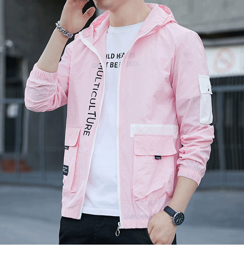 Summer Men's Outdoor Sun-Protective Clothing 2021 New Trendy Youth Handsome Casual Overalls Hooded Jacket Trendy