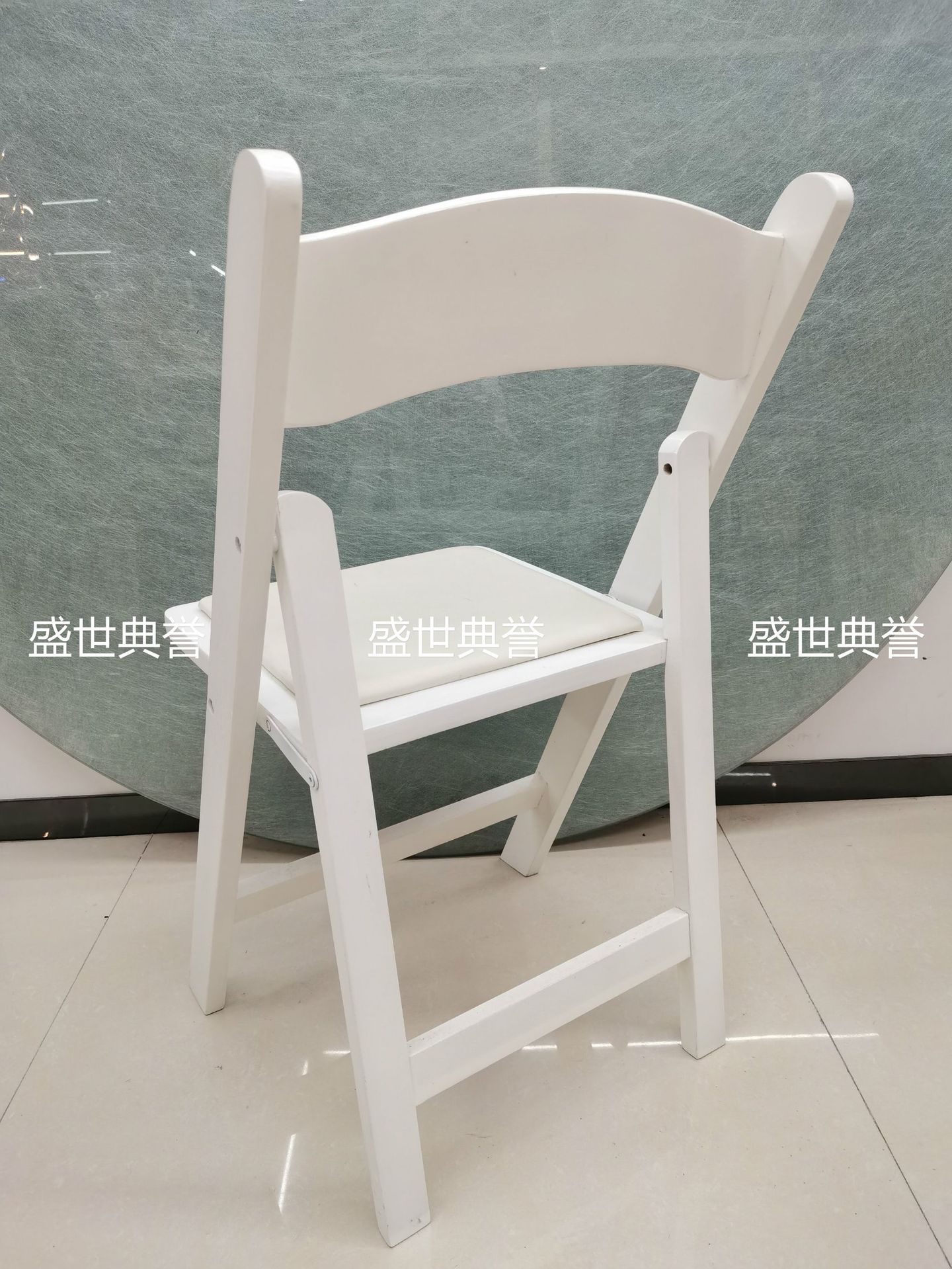 Outdoor folding chair Outdoor wedding solid wood folding chair banquet party white chair