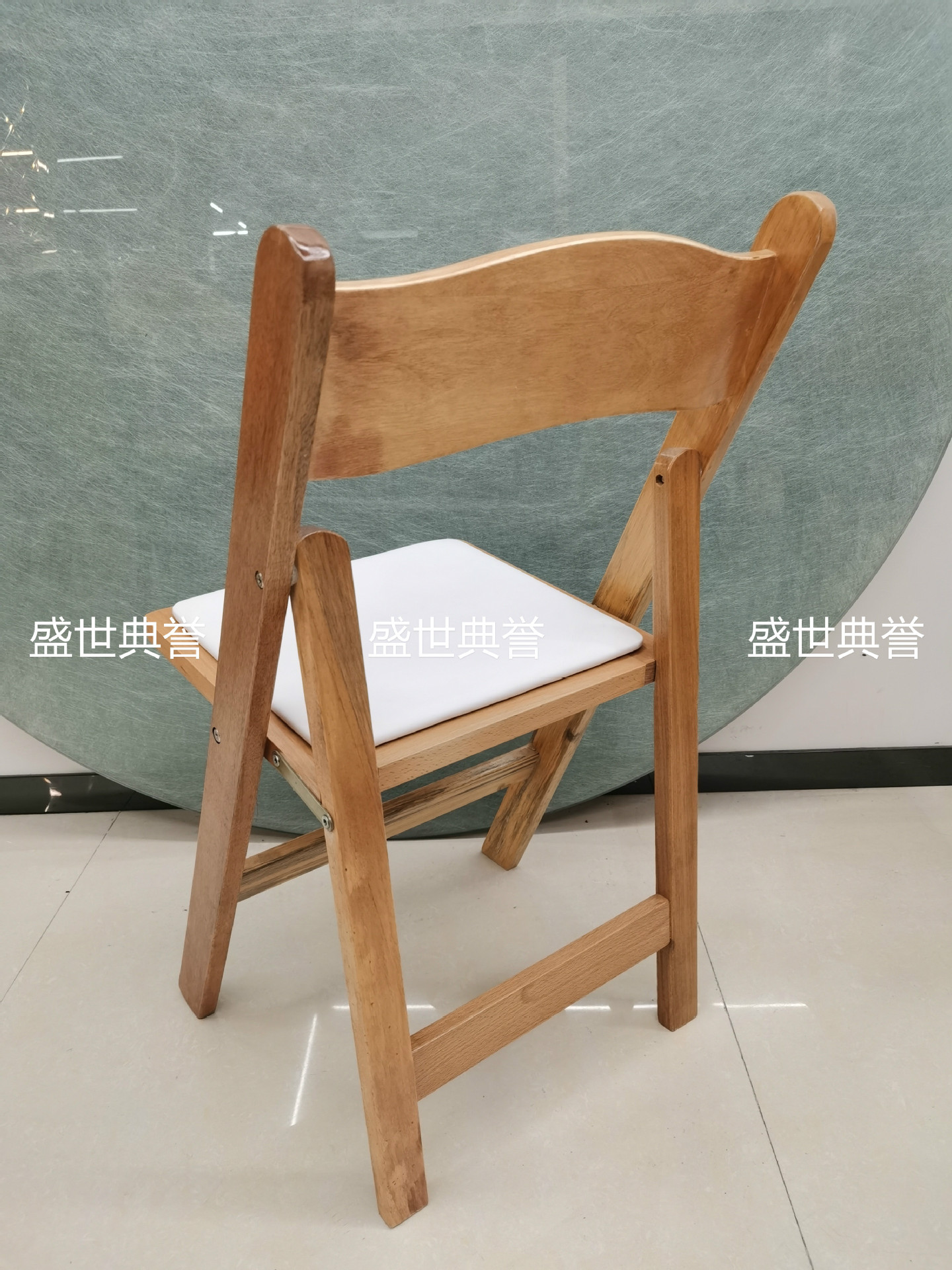 Outdoor folding chair Outdoor wedding solid wood folding chair banquet party white chair