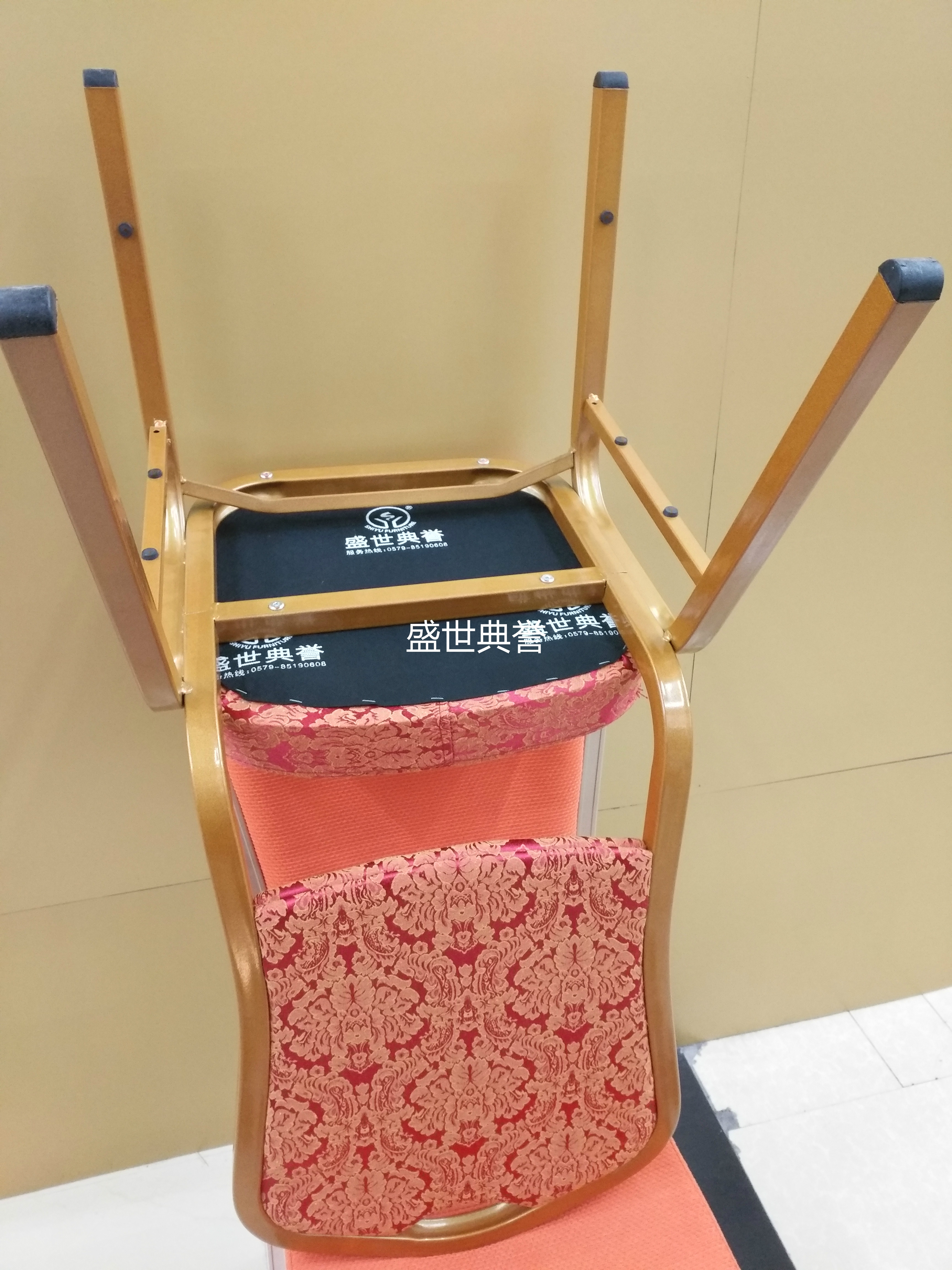 Taizhou banquet center metal steel chair culture center wedding banquet chair hotel conference banquet folding chair