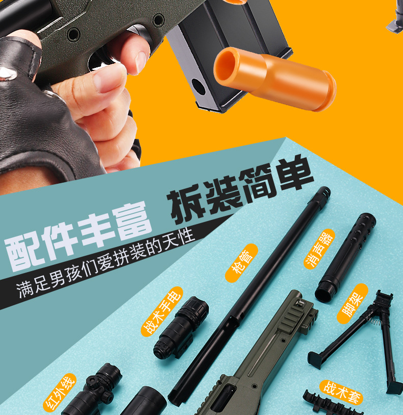 AWM Children's Toy Throwing Shell Soft Bullet Gun Jesus Survival PUBG Mobile Eating Chicken 98K Toy Gun Boy Sniper Rifle