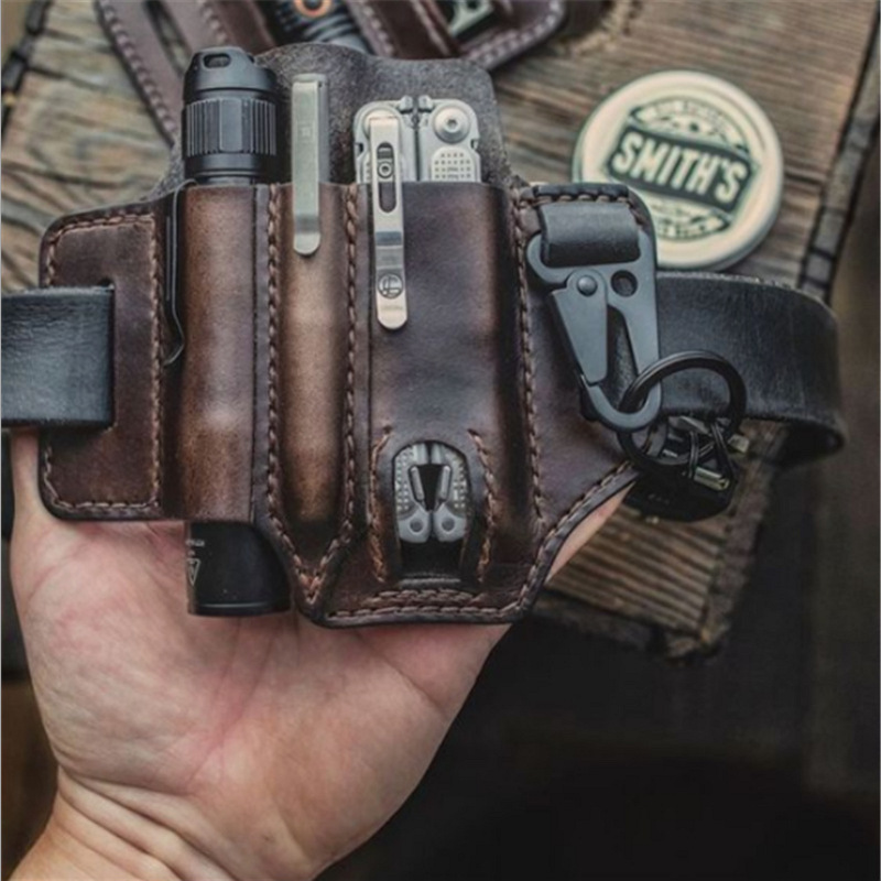 Stock Cowhide EDC Tactical Tool Leather Sheath Outdoor Survival Flashlight Pen Storage Waist Bag SelfDefense Waist Bag Stock Cowhide EDC Tactical Tool Leather Sheath Outdoor Survival Flashlight Pen Storage Waist Bag SelfDefense Waist Bag