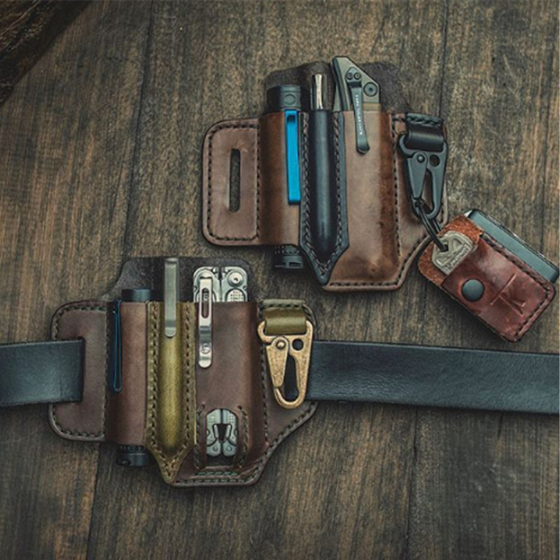 Stock Cowhide EDC Tactical Tool Leather Sheath Outdoor Survival Flashlight Pen Storage Waist Bag SelfDefense Waist Bag Stock Cowhide EDC Tactical Tool Leather Sheath Outdoor Survival Flashlight Pen Storage Waist Bag SelfDefense Waist Bag