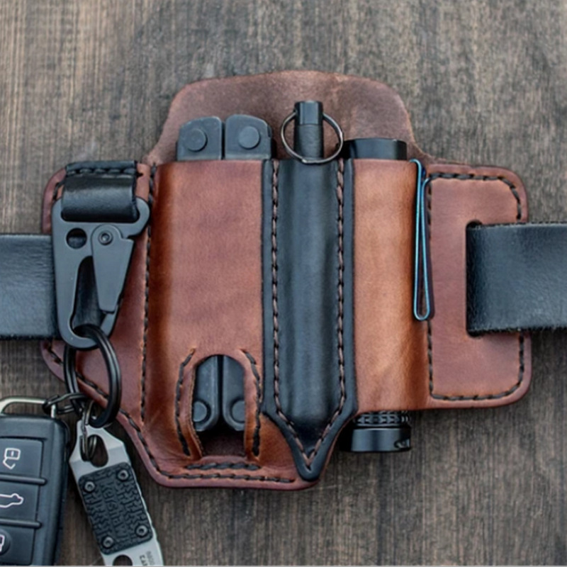 Stock Cowhide EDC Tactical Tool Leather Sheath Outdoor Survival Flashlight Pen Storage Waist Bag SelfDefense Waist Bag Stock Cowhide EDC Tactical Tool Leather Sheath Outdoor Survival Flashlight Pen Storage Waist Bag SelfDefense Waist Bag