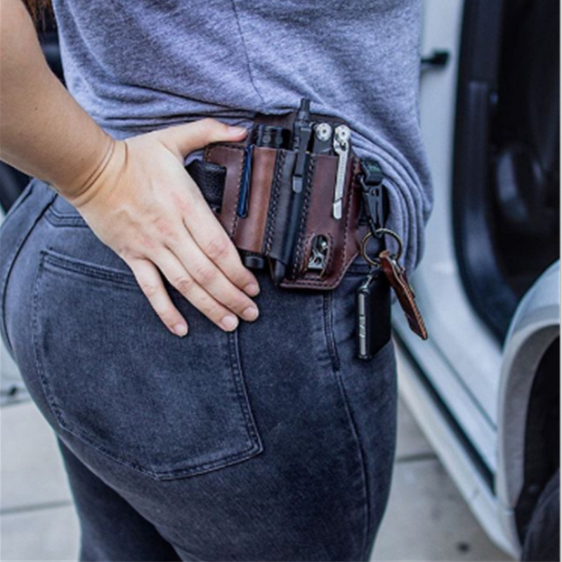 Stock Cowhide EDC Tactical Tool Leather Sheath Outdoor Survival Flashlight Pen Storage Waist Bag SelfDefense Waist Bag Stock Cowhide EDC Tactical Tool Leather Sheath Outdoor Survival Flashlight Pen Storage Waist Bag SelfDefense Waist Bag