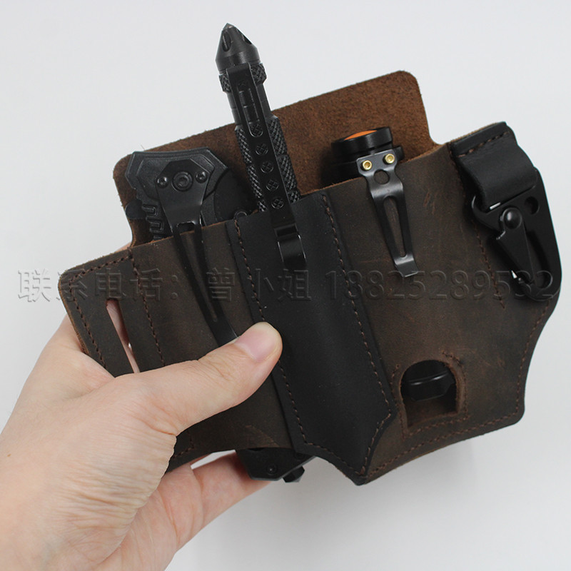 Stock Cowhide EDC Tactical Tool Leather Sheath Outdoor Survival Flashlight Pen Storage Waist Bag SelfDefense Waist Bag Stock Cowhide EDC Tactical Tool Leather Sheath Outdoor Survival Flashlight Pen Storage Waist Bag SelfDefense Waist Bag